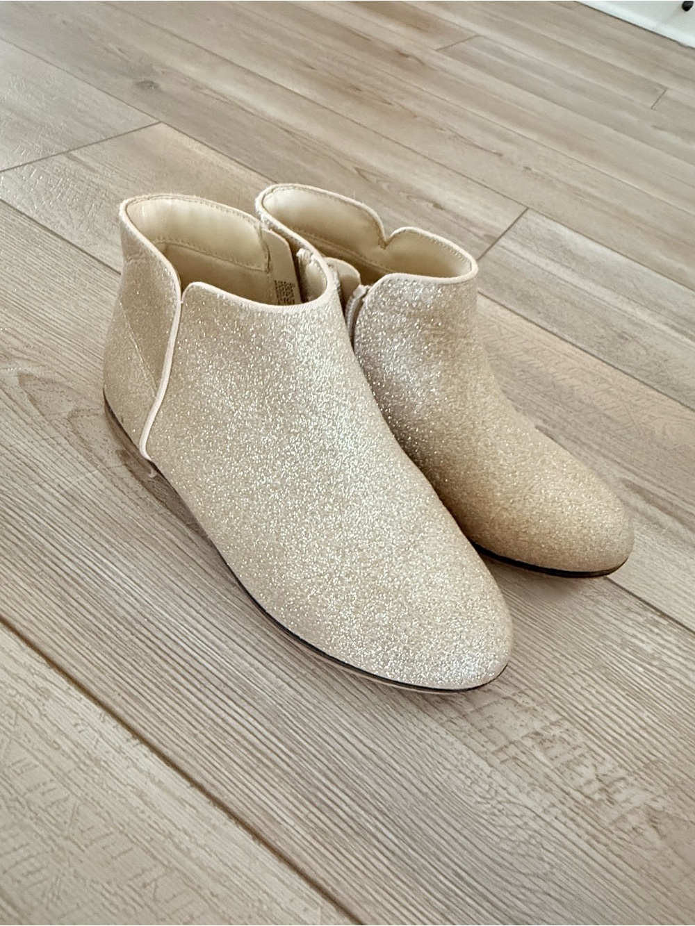 Cat & Jack Girls' Glitter Cream Ankle Boots